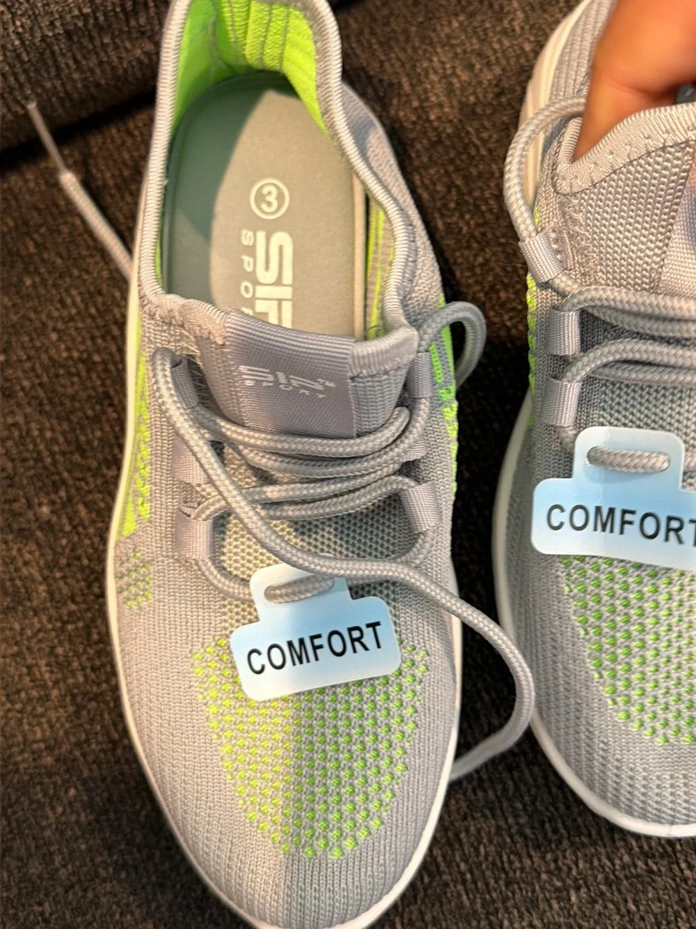 Kids Comfort Knit Sneakers - Gray & Lime